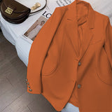 Fongt Suit Jacket Female GJ Sense Spring Autumn 2024 New Korean Version Fashion In The Long Small Suit Woman-Outfit