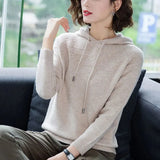 Knitted Hooded Sweaters For Women Classic Malhas Pullover Oversized Spring Fall Casual Knitwear Tops Sueter Sweatshirt