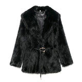 Fongt Women's Winter New Artificial Fur Effect With Belt In The Long Fur Coat