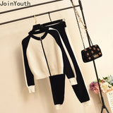 Tracksuit 2 Piece Sets Womens Outfits Long Sleeve Cardigan Coat Casual Pants Suit Roupas Fashion Knitted Set Y2k