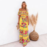 Fongt And Summer 2025 New Shoulder-To-Shoulder Red Flower Printing Long
