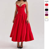 Fongt 2025 Women's Dress Sexy Hottie Sleeveless Long Solid Corset Dress Dress Woman