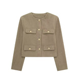 Fongt New Clip Round Collar Short Jacket 3046278