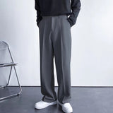 Classic Solid Color Trousers Feel All Kinds Of Men's Casual Pants Live Pleated Spring And Autumn Loose Trousers Korean Version Business-Outfit