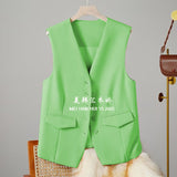 Fongt Vest Women's Small Vest 2025 Spring And Autumn New Repair Outside The Folding Wear Women's Shoulder Black Short Horse Clip