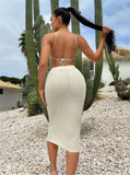 Fongt Irregular Sexy Knitted Sweater Sling Vest Women Tight-Bag Ass Skirt Set
