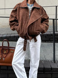 Fall 2024 New Maillard Vintage Fashion Casual Brown Short Loose Jacket Jacket-Outfit