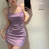 Fongt Pocket Ass Temperament Sweet And Spicy Dress Bling Shiny Back Strap Straps To The Skirt Of Women