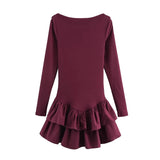 Fongt New Women's Fashion Elegant Sexy Cascade Decoration Short Dress
