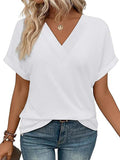 Fongt New Women's Dress Casual Round Neck Striped Multi-Color Short-Sleeved Overseas Hot T-Singing T-Shirt