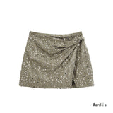 Fongt New Fashion Temperament Women's Army Green Beads Irregular Skirts