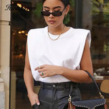 Summer Sleeveless T Shirts Women 2020 New Hot Elegant Cotton Tees Ins Design Chic Solid Brown Khaki Tops