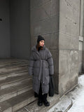 Fongt Leisure Collection Waist Thin Long Bread Cotton Clothes Women Thick Warm Cotton Coat Brown