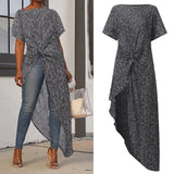 2022 Summer Women Asymmetrical Blouse Sexy Split Hem Striped Party Tops Long Ladies Office Shirt Ladies Tunic Blusas