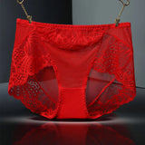 Fongt Sexy Transparent Lace Breathable Comfortable Mid-Rise Cotton Crotch Hips Fiery Pants Lady