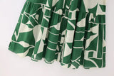 Fongt Women's Long-Sleeved Green-Print Shirt Dress 3662