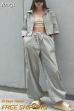 Wide Leg Pants Women Trousers Streetwear Y2K Clothes Loose Drawstring Pockets Cargo Pants Straight High Waist