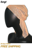 Stone Mesh Grid Trendy Wild Head Scarf Wrap Glitter Rhinestone Handmade Patchwork Celebrity Headband Turban Hair
