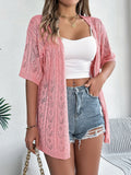 Shooting 2025 Spring And Summer Hollow Short-Sleeved Knitted Cardigan Holiday