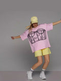 Fongt And Spicy Wind Shoulder Short-Sleeved Letter Printing T-Shirt Girl Spring Small Loose Thin Top Lady