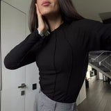 Fongt Bottom Shirt Autumn Winter Round Collar Tight Edge T Shirt Female Tight Temperament Commuter Top Women's
