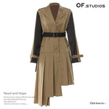 Fongt New Irregular Tailoring Splicing Bumpy Long Wind Coat Coat Coat Women 1619