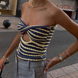 Fongt Spring And Summer Explosion Women's Sexy Striped Sweater Knitted Chest Vest