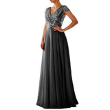 Fongt Spring And Summer New Dress Wishv Neck Chiffon Splicing Evening Dress Women's Dress
