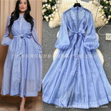 Fongt Standing Collar Nails Drilled Full Of Star Buckle Lantern Sleeves Tied With Waist Temperament Dress Famous Party Dress Dress