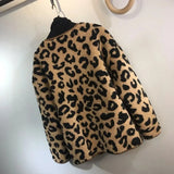 Brown Leopard Fur Integration Jacket Women Loose Button Up Oversized Coats Winter Clothes Korean Style Hot Girls