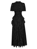 QUALITY 2023 Newest Fashion Runway Designer Women's Round Neck Short Sleeve Hollow out Ruffled Long