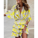 Fongt Explosion Autumn Bat Sleeve V Under The Collar Irregular Dress Women's Dress