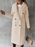 Fongt Women's Spring 2025 Coat Hair, Coat Solid Long Sleeve Double Buckle Bag Temperament Elegant