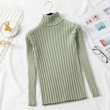 Autumn Winter Long Sleeve Turtleneck Women Sweater Mujer Knitted Thread Pullover Sweater Women Solid Slim Pull Femme