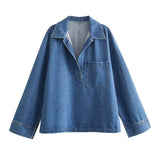 Fongt Street Fashion Straight Trousers Set Women's Spring Top Denim Casual Dress
