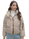 Plaid Women's Coat Bread Jacket Warm Down Cotton-Padded Jacket Women's Cotton-Padded Jacket-Outfit