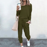 Fongt New Ebay Burst Round-Neck Solid-Color T-Shirt + Casual Trousers Fashion