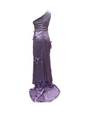 Fongt Women's 2025 Summer New Temperament Elegant Design Slanted Shoulder Three-Dimensional Flower Sleeveless Long