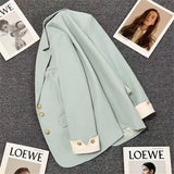 Fongt Suitcase Women's 2025 Spring New Korean Style Suit Blue Blast Street Ocean Design Sense