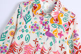Fongt Spring Women's Long Sleeve Positioning Print Dress 1725