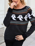 Fongt And Winter New Sweater Women's Halloween Ghost Retro Wave Point Long-Sleeved Knitted Shirt Factory