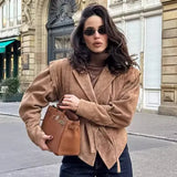 Fongt Women's ZA Autumn And Winter New Street Fashion Girded Shoulder Deer Leather Jacket Jacket Women