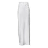 Fongt Women's 2023 New Color Length Length Long Skirt Stylish Side Slit High-Waisted Skirt-Outfit
