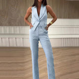 Fongt Summer New Fashion Temperament Simple Vest Suit Long Set Pants