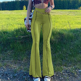 Flare Pants Casual Skinny Elastic High Waisted Sweat