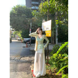 Fongt Style Set A Complete Set Of Early Spring New Sunscreen Long-Sleeved Top Design Half-Body Skirt Tide