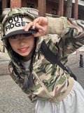 Street Hoodie Sweatshirt Coat Women Simple All-match Camouflage Tops Mujer Y2k Grunge Long Sleeve Zipper Jackets-Outfit