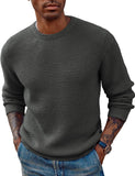 Fongt Solid Color Round Neck Sweater Jumper Sweater Men's Long Sleeve Jumper Sweater