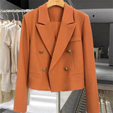 Fongt Jacket Female 2024 Coffee Color Autumn New Temperament Fried Street Short Short Casual Suit Woman-Outfit