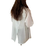 Fongt Sense Behind The Fork Long-Sleeved Shirt Women Loose Solid Color Wear Sunscreen Summer New